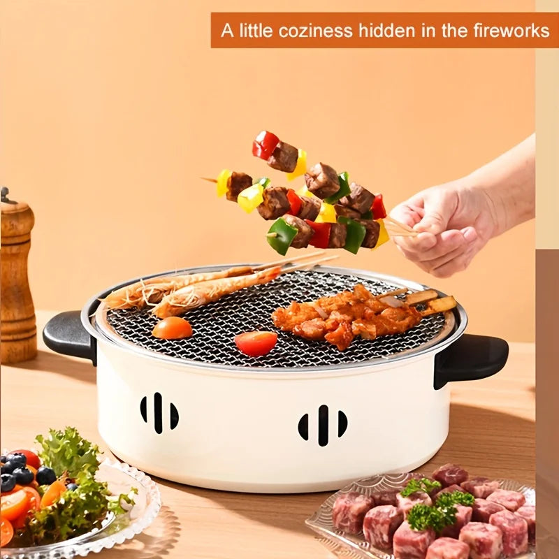 1pcs Portable Barbecue Stove Versatile Tabletop BBQ Grill Pan with Grill Net Perfect for Outdoor Camping and Backyard BBQ Tools
