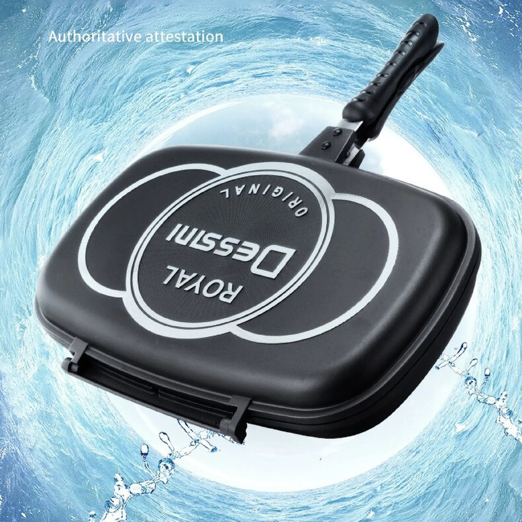 Nonstick Reversible Grill Pan Double-Sided Ribbed Flat BBQ Griddle Indoor Outdoor Cookware