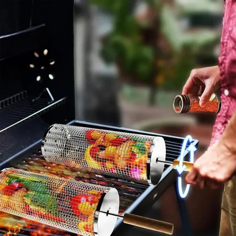 Barbecue Cages Barbecue Grill Grate Camping Picnic Cookware Outdoor Round BBQ Campfire Grill  BBQ Vegetable Grilling Basket