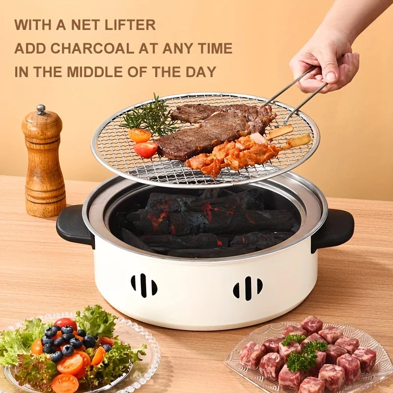1pcs Portable Barbecue Stove Versatile Tabletop BBQ Grill Pan with Grill Net Perfect for Outdoor Camping and Backyard BBQ Tools