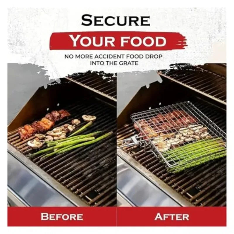 Portable  Metal iron Folding Grill Basket BBQ Grill Basket With Handle for Fish Vegetables Shrimp Cook Accessories Outdoor