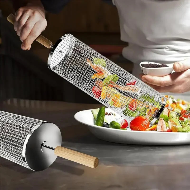 Barbecue Cages Barbecue Grill Grate Camping Picnic Cookware Outdoor Round BBQ Campfire Grill  BBQ Vegetable Grilling Basket